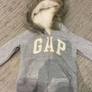 GAP Toddler girl faux fur hoodie